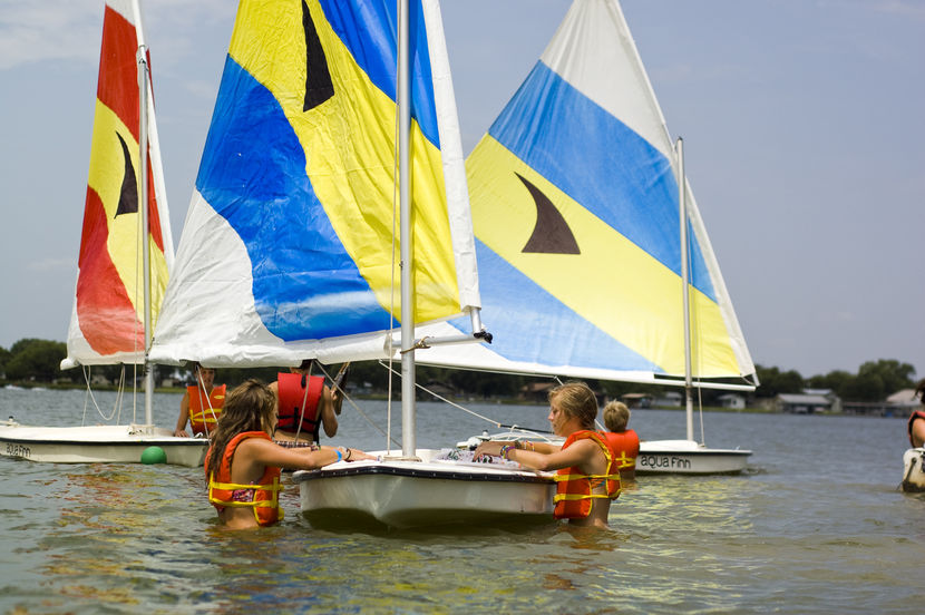 Sailing on the water at Camp Champions. You know it's HOT in the summer down here in Texas.